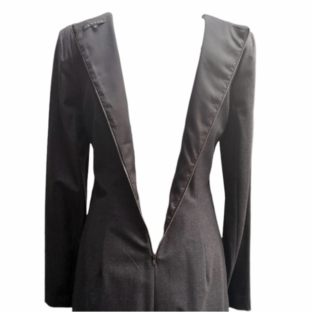 Theory Long Sleeve Charcoal Gray Wool Mini Dress | Size 6* - Picture 7 of 12